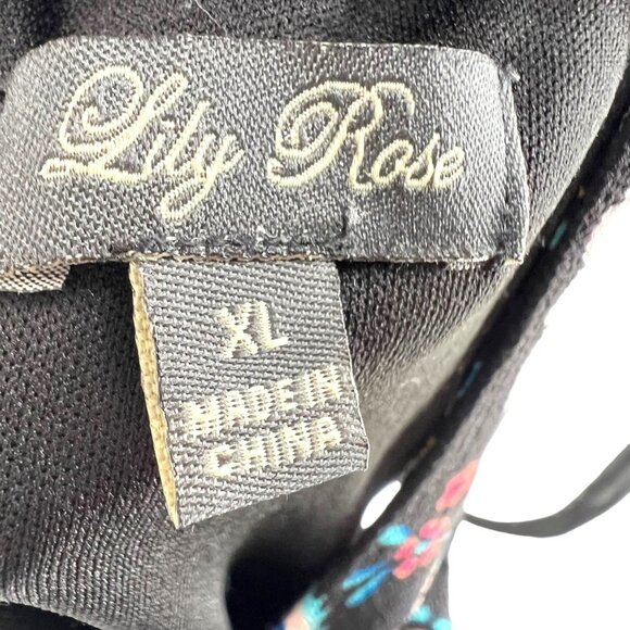 Lily Rose Floral Cold Shoulder Mini Dress Black Multicolor Size XL - Picture 9 of 10